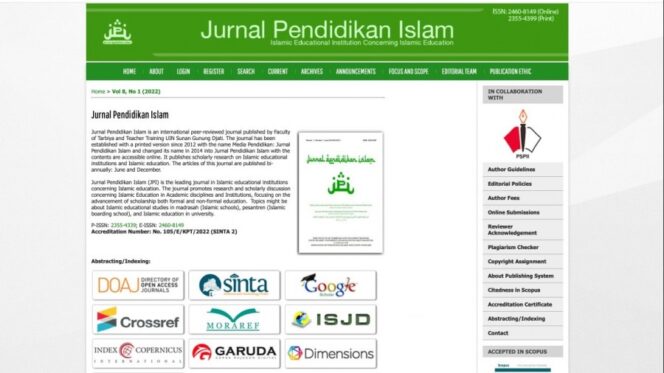 
 Selamat! Jurnal Pendidikan Islam UIN Bandung Terindeks Scopus